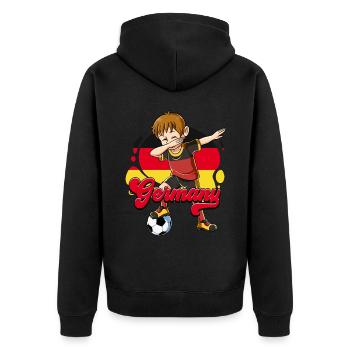 Germany Football - Unisex Premium Organic Zip Hoodie - black - Back - Nico (187cm)