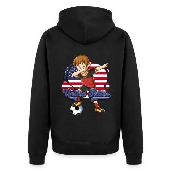 Usa Fußball - Unisex Premium Bio Zip Hoodie - Schwarz - Hinten - Nico (187cm)