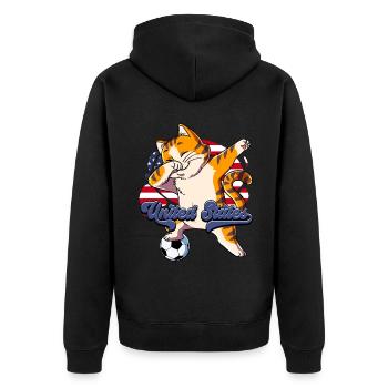 Usa Fußball - Unisex Premium Bio Zip Hoodie - Schwarz - Hinten - Nico (187cm)