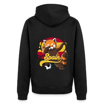 Spanien Fußball - Unisex Premium Bio Zip Hoodie - Schwarz - Hinten - Nico (187cm)