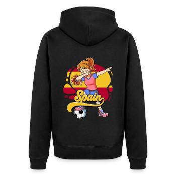 Spanien Fußball - Unisex Premium Bio Zip Hoodie - Schwarz - Hinten - Nico (187cm)