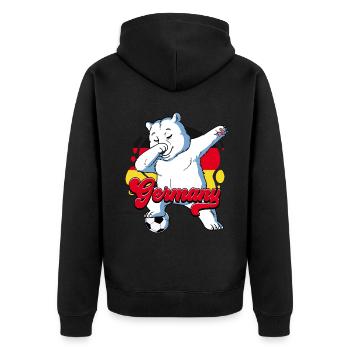 Deutschland Fußball - Unisex Premium Bio Zip Hoodie - Schwarz - Hinten - Nico (187cm)