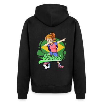 Brazil Football - Unisex Premium Organic Zip Hoodie - black - Back - Nico (187cm)