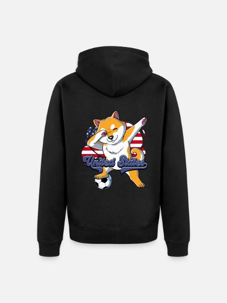 Usa Fußball - Unisex Premium Bio Zip Hoodie - Schwarz