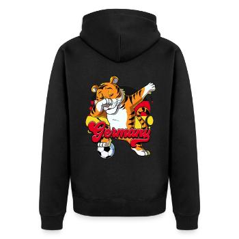 Deutschland Fußball - Unisex Premium Bio Zip Hoodie - Schwarz - Hinten - Nico (187cm)