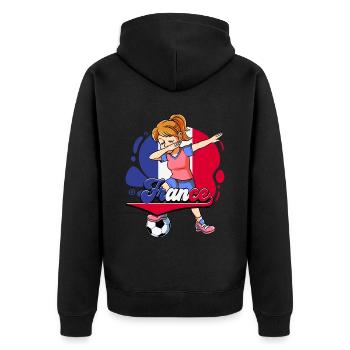 Frankreich Fußball - Unisex Premium Bio Zip Hoodie - Schwarz - Hinten - Nico (187cm)