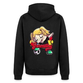 Deutschland Fußball - Unisex Premium Bio Zip Hoodie - Schwarz - Hinten - Nico (187cm)