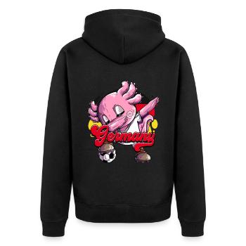 Deutschland Fußball - Unisex Premium Bio Zip Hoodie - Schwarz - Hinten - Nico (187cm)