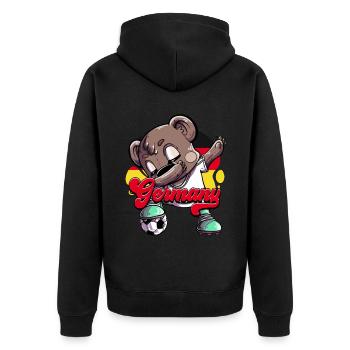 Deutschland Fußball - Unisex Premium Bio Zip Hoodie - Schwarz - Hinten - Nico (187cm)