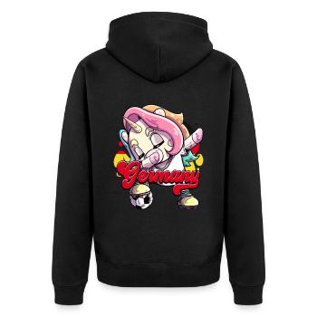 Deutschland Fußball - Unisex Premium Bio Zip Hoodie - Schwarz - Hinten - Nico (187cm)