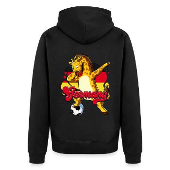 Deutschland Fußball - Unisex Premium Bio Zip Hoodie - Schwarz - Hinten - Nico (187cm)