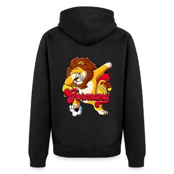 Deutschland Fußball - Unisex Premium Bio Zip Hoodie - Schwarz - Hinten - Nico (187cm)