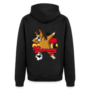 Deutschland Fußball - Unisex Premium Bio Zip Hoodie - Schwarz - Hinten - Nico (187cm)