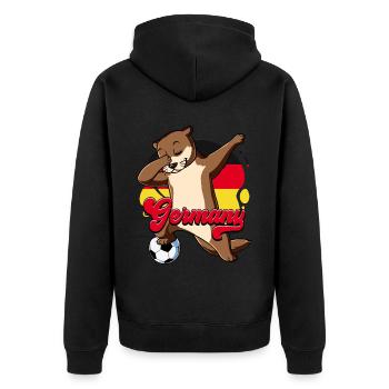 Deutschland Fußball - Unisex Premium Bio Zip Hoodie - Schwarz - Hinten - Nico (187cm)