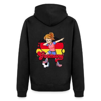Deutschland Fußball - Unisex Premium Bio Zip Hoodie - Schwarz - Hinten - Nico (187cm)