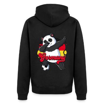 Deutschland Fußball - Unisex Premium Bio Zip Hoodie - Schwarz - Hinten - Nico (187cm)