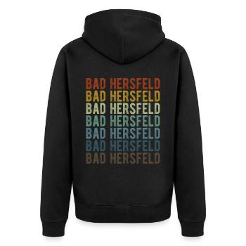 Bad Hersfeld Stadt Retro Vintage - Unisex Premium Bio Zip Hoodie - Schwarz - Hinten - Nico (187cm)
