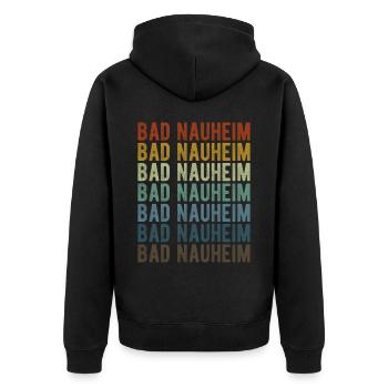 Bad Nauheim Stadt Retro Vintage - Unisex Premium Bio Zip Hoodie - Schwarz - Hinten - Nico (187cm)