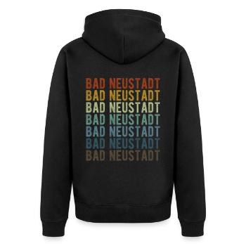 Bad Neustadt Stadt Retro Vintage - Unisex Premium Bio Zip Hoodie - Schwarz - Hinten - Nico (187cm)