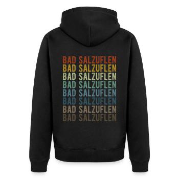 Bad Salzuflen Stadt Retro Vintage - Unisex Premium Bio Zip Hoodie - Schwarz - Hinten - Nico (187cm)