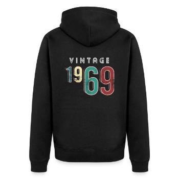 Millésime 1969 Anniversaire Né année 1969 - Veste à capuche bio Premium Unisexe - noir - Dos - Nico (187cm)