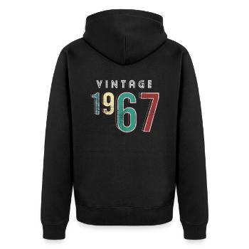 Millésime 1967 Anniversaire Né année 1967 - Veste à capuche bio Premium Unisexe - noir - Dos - Nico (187cm)