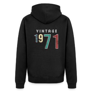 Vintage 1971 Geburtstag Jahrgang Geburtsjahr 1971 - Unisex Premium Bio Zip Hoodie - Schwarz - Hinten - Nico (187cm)