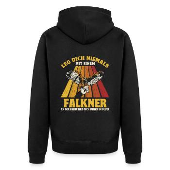 Greifvogel Beizjagd Spruch Falkner Vogelfreunde - Unisex Premium Bio Zip Hoodie - Schwarz - Hinten - Nico (187cm)