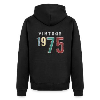 Millésime 1975 Anniversaire Né année 1975 - Veste à capuche bio Premium Unisexe - noir - Dos - Nico (187cm)