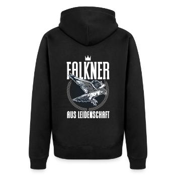 Greifvogel Beizjagd Spruch Falkner Vogelfreunde - Unisex Premium Bio Zip Hoodie - Schwarz - Hinten - Nico (187cm)