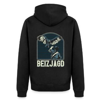 Greifvogel Beizjagd Spruch Falkner Vogelfreunde - Unisex Premium Bio Zip Hoodie - Schwarz - Hinten - Nico (187cm)