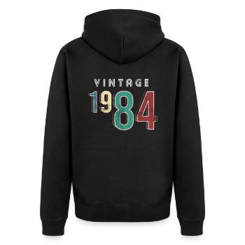 Millésime 1984 Anniversaire Né année 1984 - Veste à capuche bio Premium Unisexe - noir - Dos - Nico (187cm)