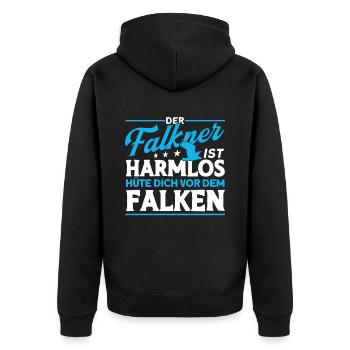 Greifvogel Beizjagd Spruch Falkner Vogelfreunde - Unisex Premium Bio Zip Hoodie - Schwarz - Hinten - Nico (187cm)