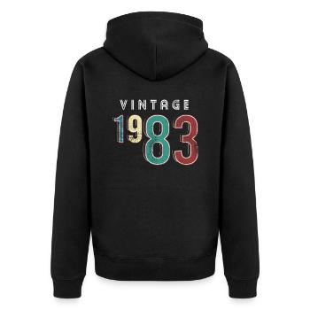 Vintage 1983 Geburtstag Jahrgang Geburtsjahr 1983 - Unisex Premium Bio Zip Hoodie - Schwarz - Hinten - Nico (187cm)