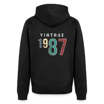Millésime 1987 Anniversaire Né année 1987 - Veste à capuche bio Premium Unisexe - noir - Dos - Nico (187cm)