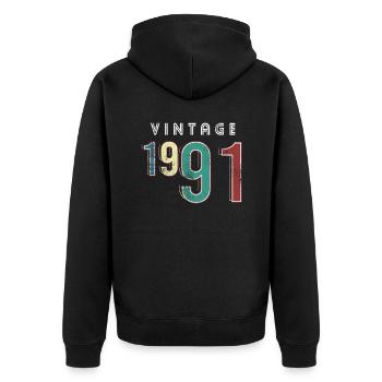 Vintage 1991 Birthday Born year 1991 - Unisex Premium Organic Zip Hoodie - black - Back - Nico (187cm)