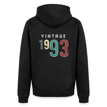 Vintage 1993 Birthday Born year 1993 - Unisex Premium Organic Zip Hoodie - black - Back - Nico (187cm)