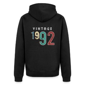 Vintage 1992 Birthday Born year 1992 - Unisex Premium Organic Zip Hoodie - black - Back - Nico (187cm)