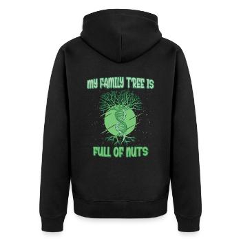 My Family Tree Full Of Nuts Funny Family Tree - Unisex Premium Organic Zip Hoodie - black - Back - Nico (187cm)