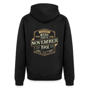November 1961 Birthday Man - Unisex Premium Organic Zip Hoodie - black - Back - Nico (187cm)