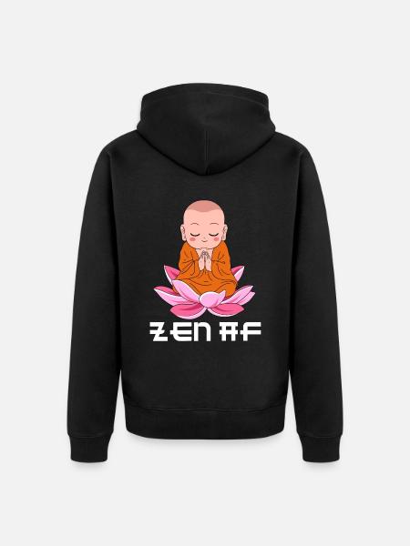 Zen AF Yoga Gift - Unisex Premium Organic Zip Hoodie - black