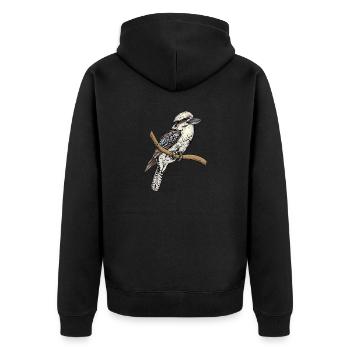 Kookaburra I Eisvogel Naturschutz für Ornithologe - Unisex Premium Bio Zip Hoodie - Schwarz - Hinten - Nico (187cm)