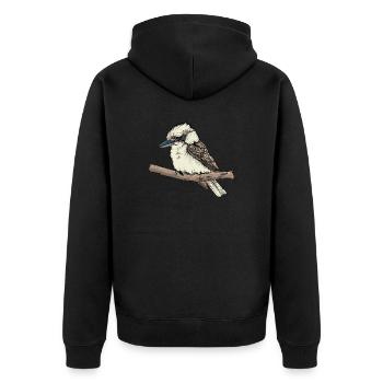 Kookaburra I Eisvogel Naturschutz für Ornithologe - Unisex Premium Bio Zip Hoodie - Schwarz - Hinten - Nico (187cm)