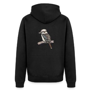 Kookaburra I Eisvogel Naturschutz für Ornithologe - Unisex Premium Bio Zip Hoodie - Schwarz - Hinten - Nico (187cm)