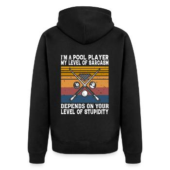 Billard Pool Billard Billardkugel Billardkö 8Ball - Unisex Premium Bio Zip Hoodie - Schwarz - Hinten - Nico (187cm)