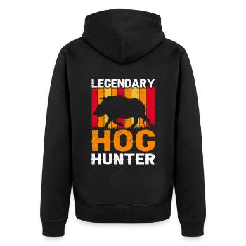 Wildschwein Jagd Jagen Jäger Wild Geschenk - Unisex Premium Bio Zip Hoodie - Schwarz - Hinten - Nico (187cm)