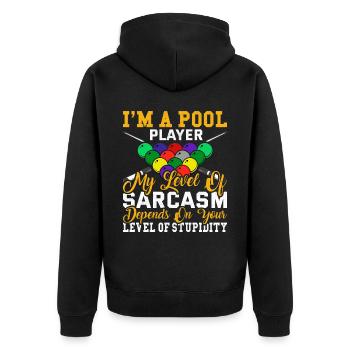 Billard Pool Billard Billardkugel Billardkö 8Ball - Unisex Premium Bio Zip Hoodie - Schwarz - Hinten - Nico (187cm)