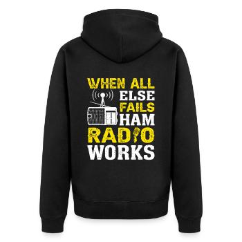 Funk Amateur Funker Funken Radio Hobby Geschenk - Unisex Premium Bio Zip Hoodie - Schwarz - Hinten - Nico (187cm)