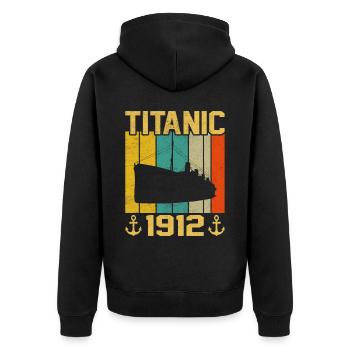 Titanic 1912 Kreuzfahrtschiff - Unisex Premium Bio Zip Hoodie - Schwarz - Hinten - Nico (187cm)