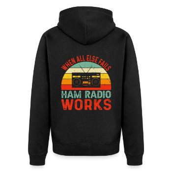 Funk Amateur Funker Funken Radio Hobby Geschenk - Unisex Premium Bio Zip Hoodie - Schwarz - Hinten - Nico (187cm)
